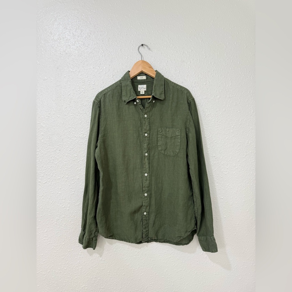 Sold!!!!Crew Irish Linen Shirt Slim Fit Green Button Up Mens L